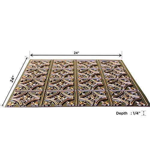 Gothic Reims-Faux Tin Ceiling Tile - Antique Copper 25-Pack #TOP2