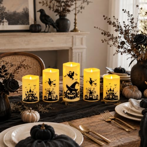 Halloween Flameless LED Pillar Candles --5 Pcs DROPS TO (works on Halloween) - image 3