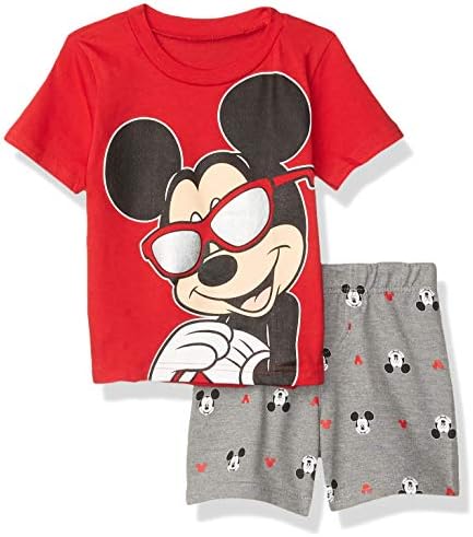 Disney Mickey Mouse Little Boys Graphic T-Shirt & Shorts Gray/Red 6