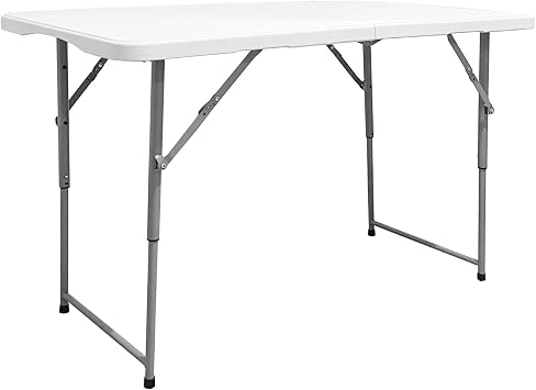 The Homeweeks Solid Folding Table 120 x 60 x 18.9/24/74 cm Height Adjustable | Portable | Public Use Regulations Indoor/Outdoor EN 581-1/3 | HDPE Resin Board 3.5 cm | Capacity 4 People