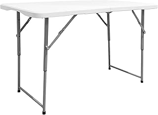 The Homeweeks Mesa Plegable Solid 120 * 60 * 48/61/74cm Altura Regulable y Portátil | Normativa Uso Público | Interior/Exterior | EN 581-1/3 | Tablero Resina HDPE 3,5cm | 4 Personas | Carga 150 kg