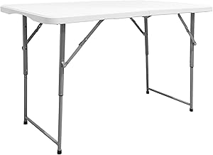 The Homeweeks Solid Folding Table 120 x 60 x 48/61/74 cm Height Adjustable and Portable Public Use Indoor/Outdoor (EN 581-1/3). HDPE Resin Board 3.5 cm Capacity 4 People