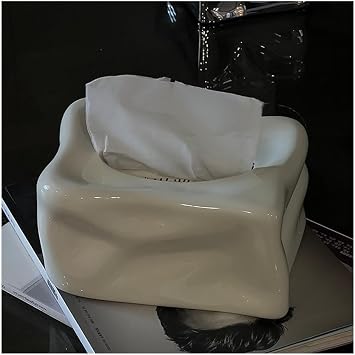 Tissue Box Cover Napkin Holder Square Ceramic for Nightstand, Countertop, Coffee Table, Dresser Pumping Paperchase DispenserWhite