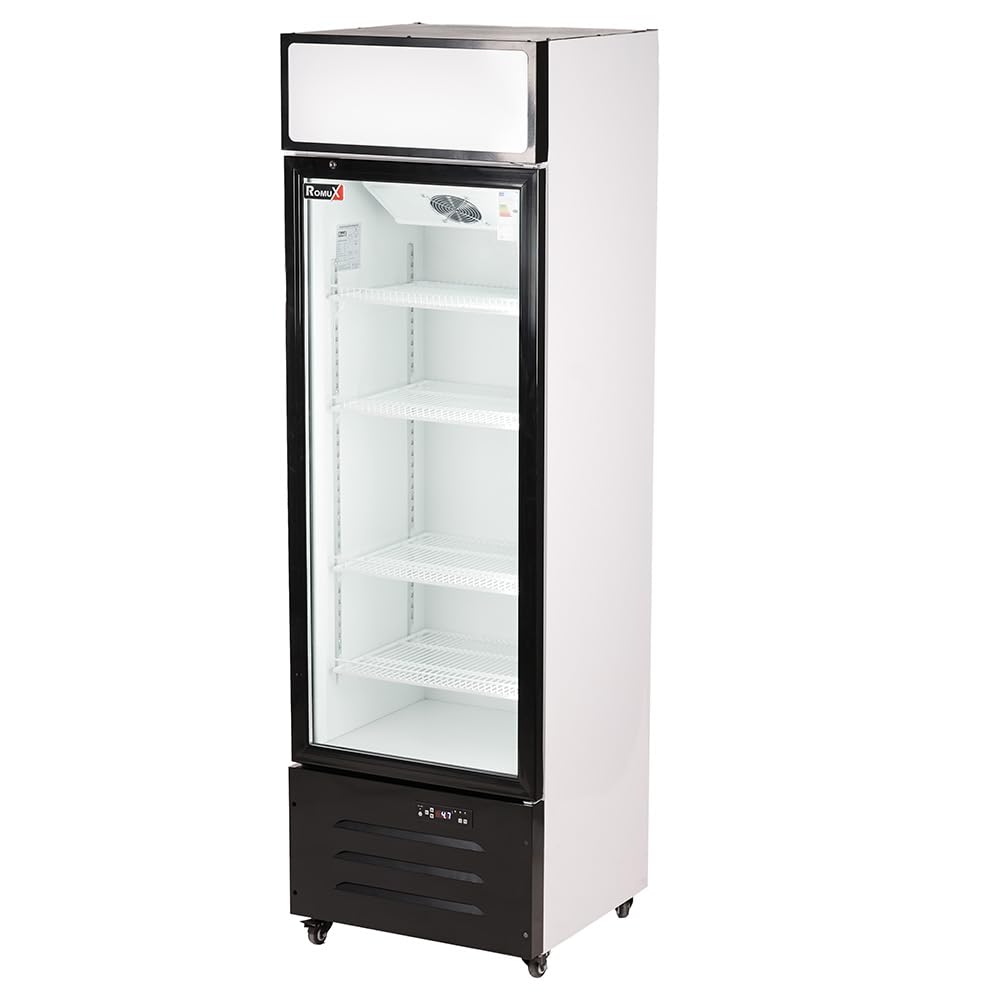 Armario Expositor Refrigerador 1 Puerta de Cristal 300 Litros Doble Cristal Templado Refrigeracion Ventilada Antivaho 600x550x1950 mm | Vitrina Expositora Refrigerada | Nevera Frio Bebidas