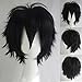 S-noilite Unisex Short Cosplay Hair Wig Women Men Male Fluffy Straight Cartoon Anime Con Party Costume Pixie Wigs Black