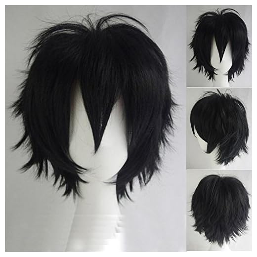 S-noilite Unisex Short Cosplay Hair Wig Women Men Male Fluffy Straight Cartoon Anime Con Party Costume Pixie Wigs Black