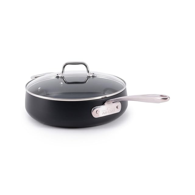 All-Clad HA1 Expert Hard Anodized Nonstick Saut Pan with Lid 4 Qt 12 Dishwasher-Friendly Oven-Safe Up to 500