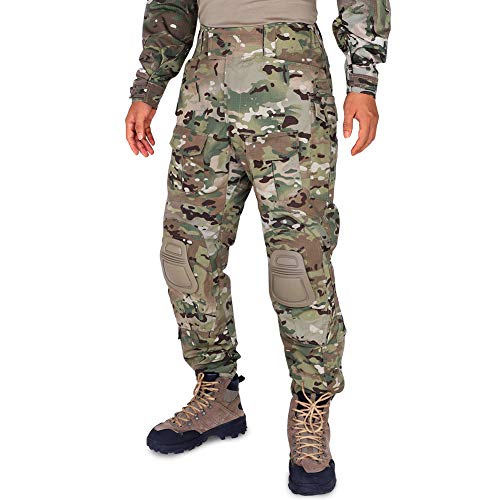 KRYDEX GEAR Pantaloni da Combat G3 Pantaloni Tattici Multi-Tasche con Ginocchiere Militare Pantaloni da Caccia da Combattimento Airsoft Outdoor per Gli Uomini (MC,XL)