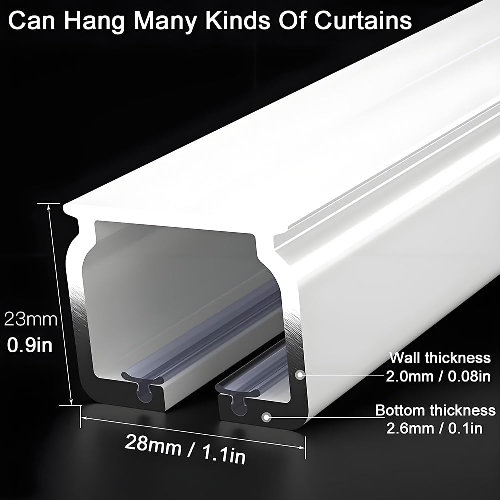 Aluminiowy karnisz sufitowy, 430 cm, Robusto Binario, do zasłon zewnętrznych, regulowany, 50, 400 cm, idealny do przegród (biały)