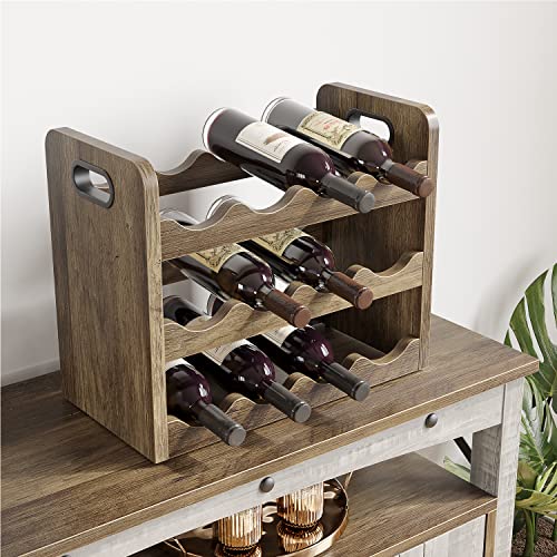 Bestier 127cm Wine Cabinet with Removable Wine Rack & Adjustable Shelves, Rustic Industrial Style for Living Room, Kitchen, White