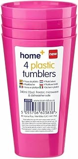 CELINO making your day Juego de 4 vasos de plástico de colores, vasos de agua, jugo, fiestas infantiles, pícnic, 340 ml (rosa)