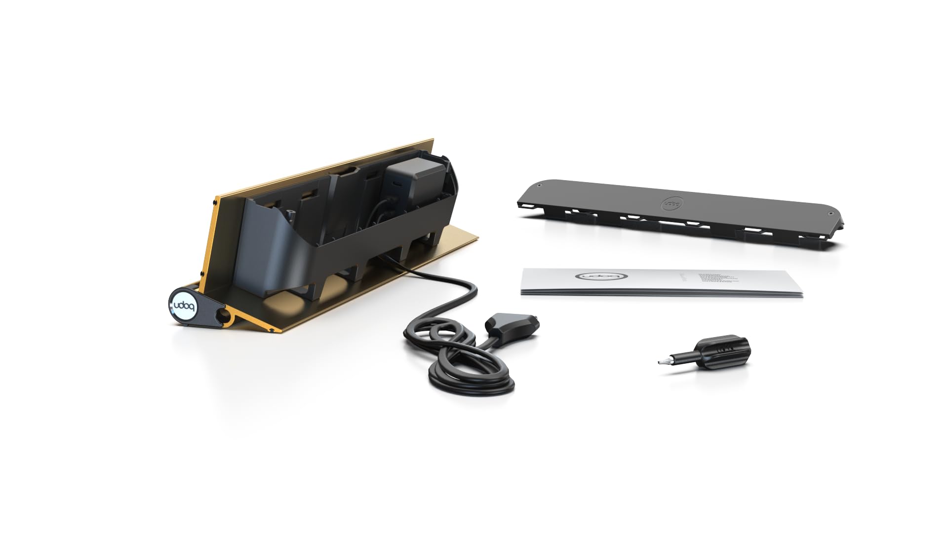 Stacja ładująca USB-C do tabletów i smartfonów, udoq 400, aluminium, z kablem do szybkiego ładowania i ładowarką Power Delivery Charger, złota