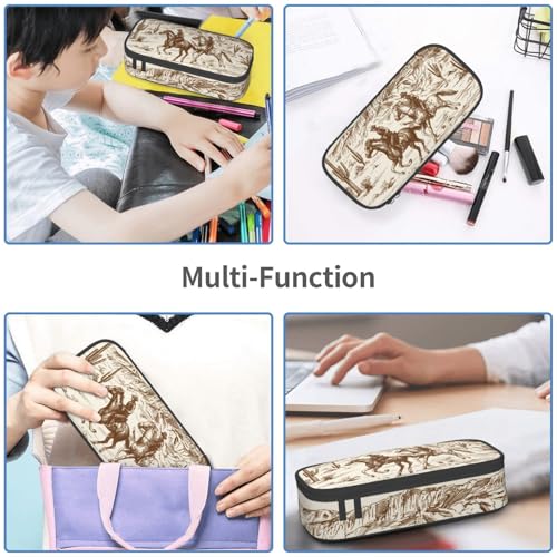 Image of Western Vintage Desert Cactus Cowboy Pencil Case Organizer Big Capacity Pencil Pouch Stationery With Zipper School Supplies Pencil Bag For Girls Boys Office, j56tsd