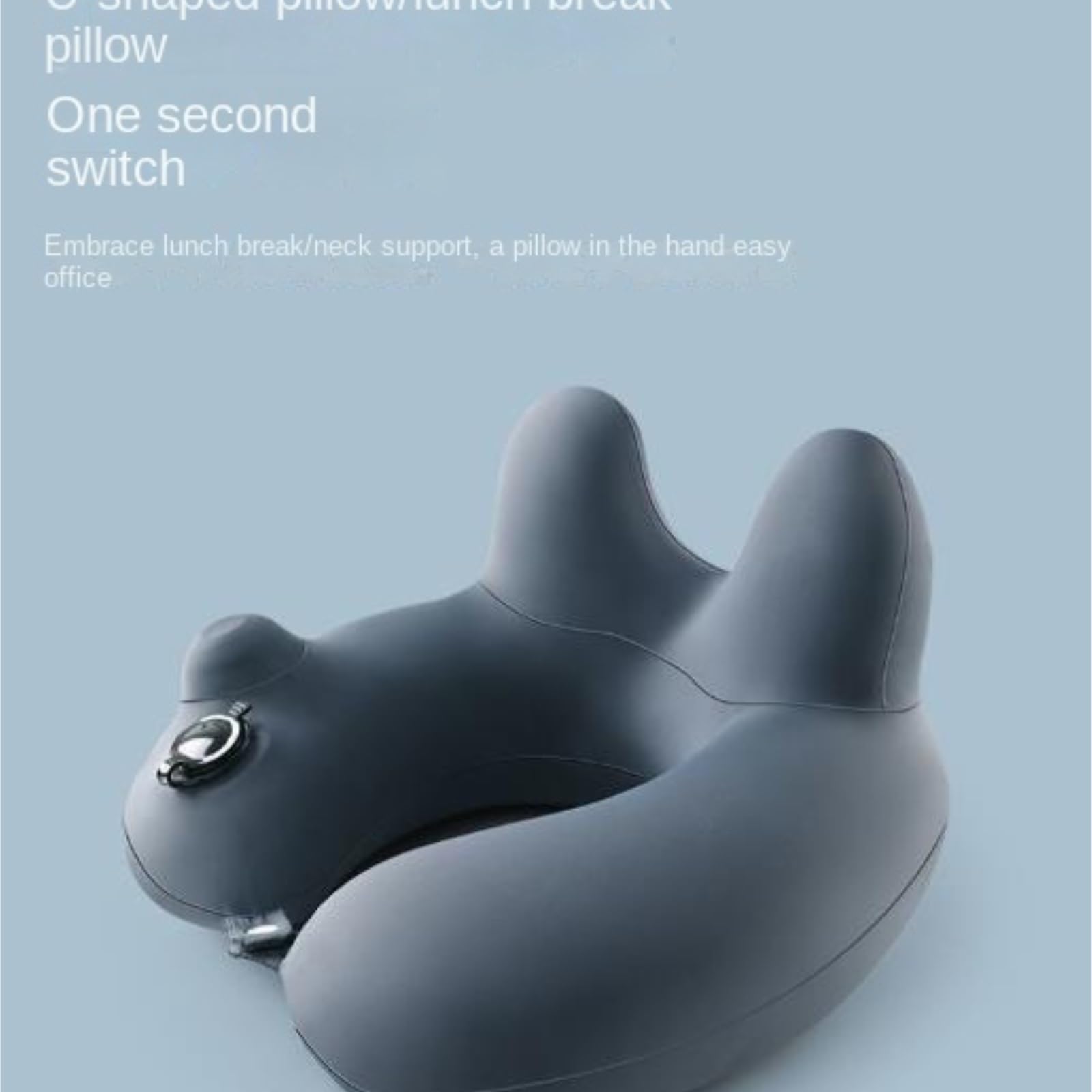 Compact Coussin De Voyage Oreiller De Voyage Portable en Forme U À Gonfler par Simple Pression Adultes Bureau(Grey)