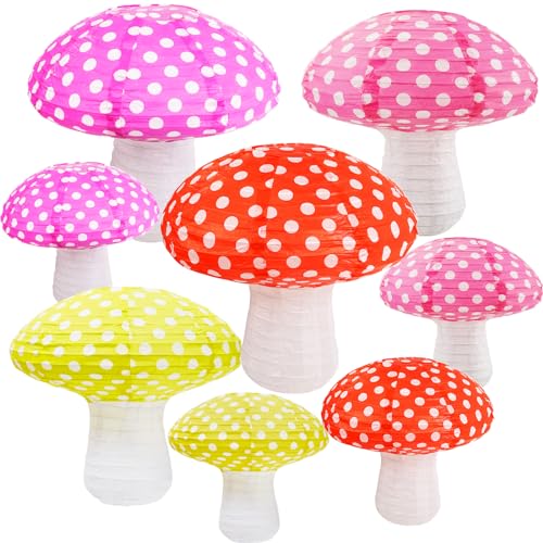 Mushroom Paper Lanterns Hanging Forest Wonderland Party Decor