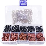 BESTCYC 1 Box (130pcs) 8~16mm Black and Brown Plastic Safety Nose D-Type for Doll Teddy Puppet Making