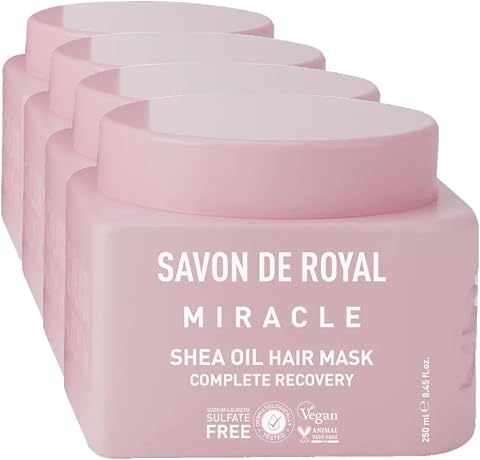 Savon De Royal Miracle Saç Bakım Maskesi 250 ml | Boyalı Ve Kıvırcık Saçlar | Iyileşme Etkili | Shea Yağı (4 paketi)