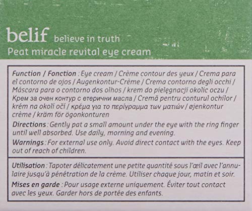 Belif Peat Revital Eye Cream | Antioxidant Rich Peat Extract Eye Cream For Firming & Elasticity | Finnish Herbal Peat Water For Moisturizing & Hydrating Skincare | Velvety Eye Cream | 0.84 Fl Oz #TOP2