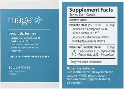 Miniatura 7 de Solv Wellness Paquete de salud pélvica e intestinal para mujeres, extracto de jugo de arándano GennaMD 36 mg soluble PAC 30 cápsulas, prebiótico