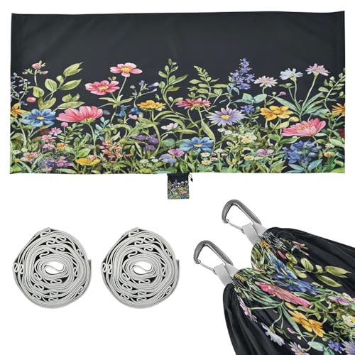 Haskirky Wildflowers Camping Hammock, Single Portable Hammocks with Tree Straps & Attached Carry Bag, 330Lbs Capacity Perfect for Outside Indoor Hiking Beach Backpack Travel
