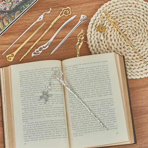 SUNNYCLUE 16pcs 8 Styles Metal Bookmark Set - Silver & Gold Alloy - DIY Crafting & Gifts, Gold, Silver - Image 4