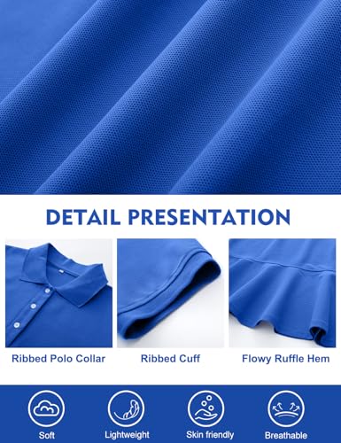 Image of Kissonic Women's Polo Dress Short Sleeve V Neck Ruffle Hem Casual Summer Golf Tennis Mini Shirt Dresses