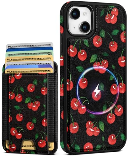 Shorogyt for iPhone 15 Wallet Case for Women, Cherry