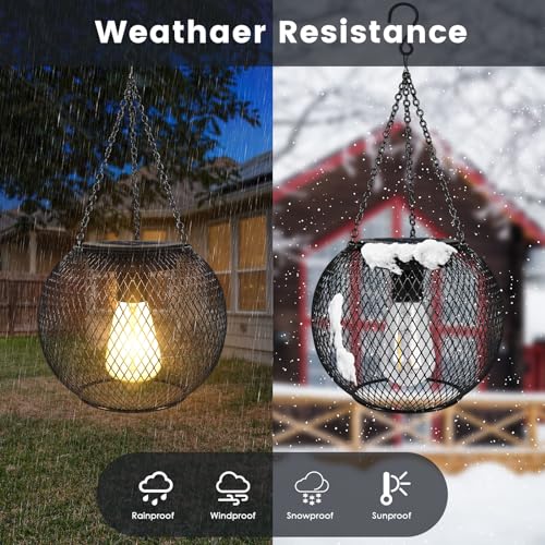 pearlstar Solar Lanterns Outdoor,Upgraded Solar Lights for Outside Decorative Outdoor Hanging Lights Waterproof Solar Lantern Lighting for Yard Garden Patio Pathway Tree,2 Pack