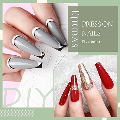500Pcs Press On Nails, Ejiubas Long Acrylic Glossy Nails Coffin, Professional Nail Art Tips Set, Fake Nails With Nail Glue, Stick On False Artificial Nails With Solid Color #TOP4