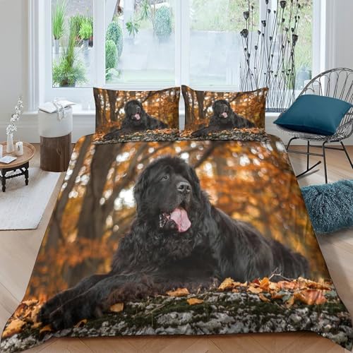 Parure de lit microfibre résistante motif chien noir de haute qualité