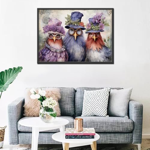 Tucocoo Roosters Family Jigsaw Puzzles for Adults 1000 Pieces, Elegant Chickens Funny Animal Art Jigsaw Puzzle Colorful DIY Puzzles for Home Decoration Gifts, Family Puzzle Perfect for Game Nights — view 2