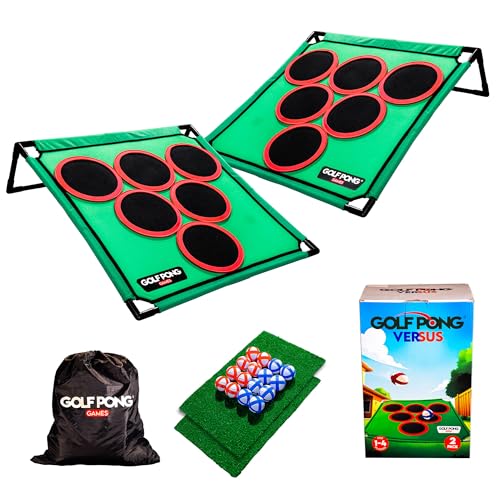 Golf Pong – Backyard Golf Game with 16 Chipping Balls