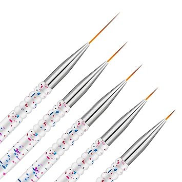 Etercycle 5Pcs Nail Art Liner Brushes, Nail Gel Polish Painting Brush Set, Thin Nail Art Dotting Drawing Pen 7/9/11/15/20mm