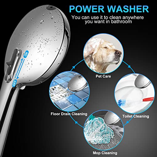 Luxsego High Pressure Shower Head Combo With Handheld Spray, 10'' Stainless Steel Rainfall Showerheads With 11'' Extension Arm & Leak-Proof 3-Way Diverter, Anti-Clog Shower Wand Built-In Power Washer #TOP3