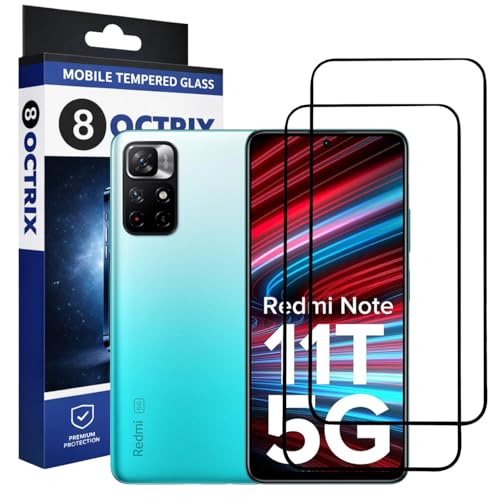 Image of Military-Grade Tempered Glass Screen Protector Compatible for Redmi Note 11T / Poco M4 Pro with Edge to Edge Coverage - Case Friendly, Anti-Scratch & Bubble-Free Installation Kit (Pack Of 2)