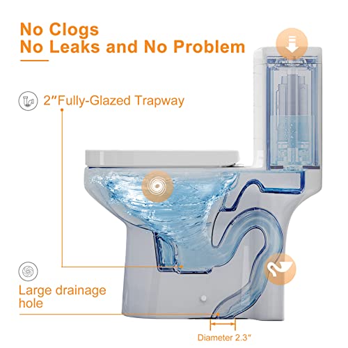 Horow One Piece Small Toilet With Gold Flush Button, Compact 25" Length Dual Flush 1.1/1.6 Gpf Short Toilet For Bathroom, Water Saving Toilet With Soft Close Seat, 12" Rough-In, White Tiny Toilet Bowl #TOP7