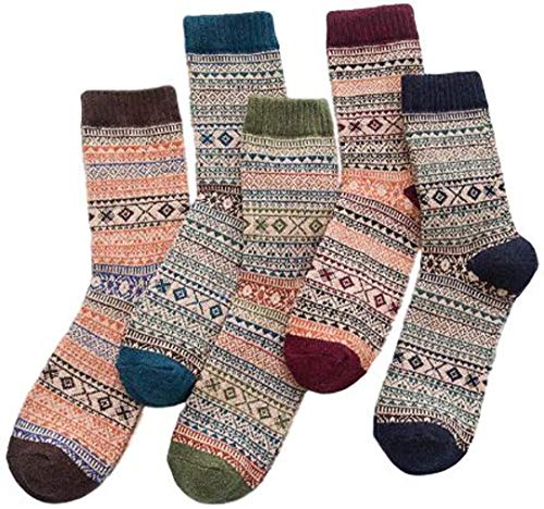 Image of Charmed By Dragons Soft Warm Winter Wool Argyle Socks for Women and Teens - In Gift Bag - 5 Pair Gift Set