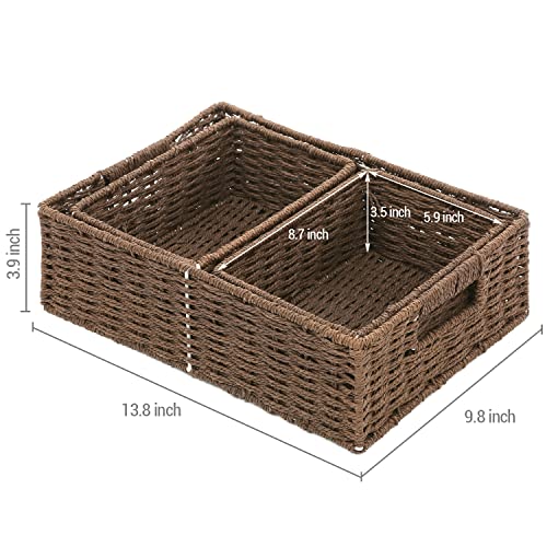 Mygift Rustic Brown Woven Small Storage Baskets For Storage, Decorative Nesting Basket Set, 3 Pack #TOP4