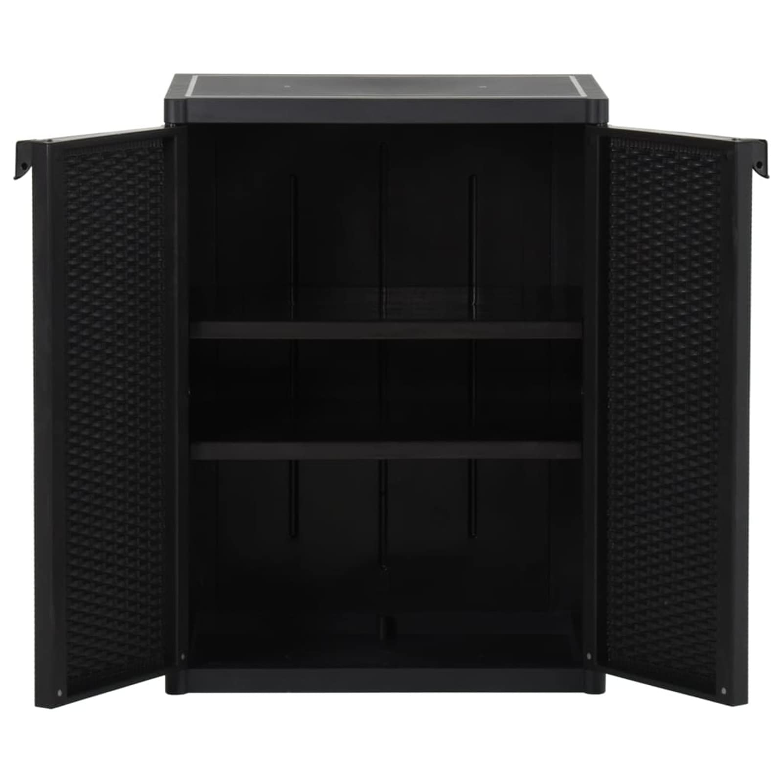 ARKEM Armario de almacenaje de jardín PP ratán Negro Armario Exterior Terraza Armario Terraza 65x45x88 cm
