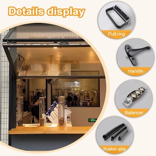 Foldable Sliding Veal Serving Window - 5MM Recessed Aluminum Alloy Double Hung Window for Café, Dining Car, Fast Food Restaurant - Customizable Size (31.4x39.3in)