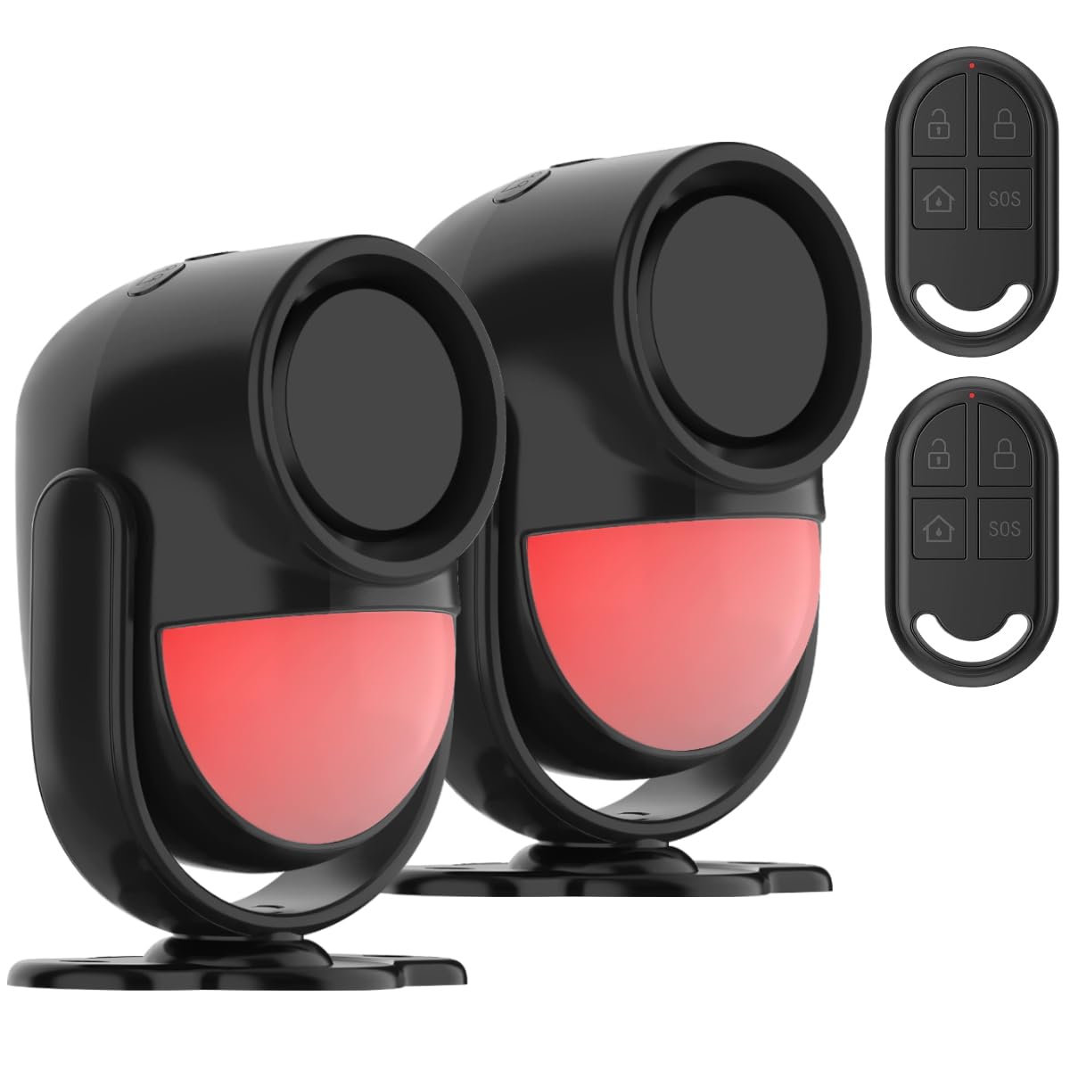 GLOOK Antifurto Allarme Casa Senza Fili con Telecomando, 125dB Sensore Movimento Allarme, Sirena Allarme Perimetrale, Garage, Auto, Porta, Ingresso, Esterno, Finestre, Camper (Set da 2 pezzi)