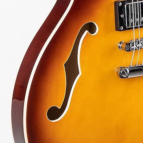 Image of Grote Full Scale Electric Guitar Semi-Hollow Body Guitar Stainless Steel Frets (Vintage Sunburst)