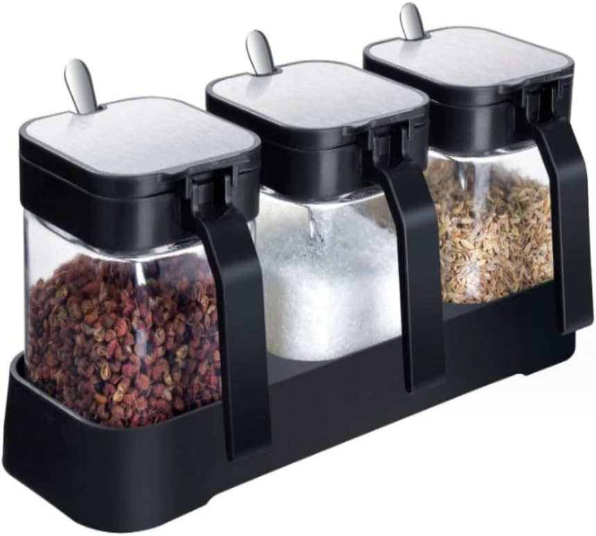 Condiment Jar Seasoning Box Spice Pots Heat-Resistant Glass Seasoning Jar Salt Shaker Seasoning Bottle with Handle Seasoning Jar Set Spice Jar Set Seasoning Jar