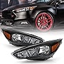ACANII - For 2015-2018 Ford Focus Black Housing w/o Facotry LED DRL Halogen Headlights Headlamps Assembly Left+Right