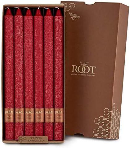 Root Candles Unscented Arista Timberline 9-Inch Dinner Candles, 12-Count, Red