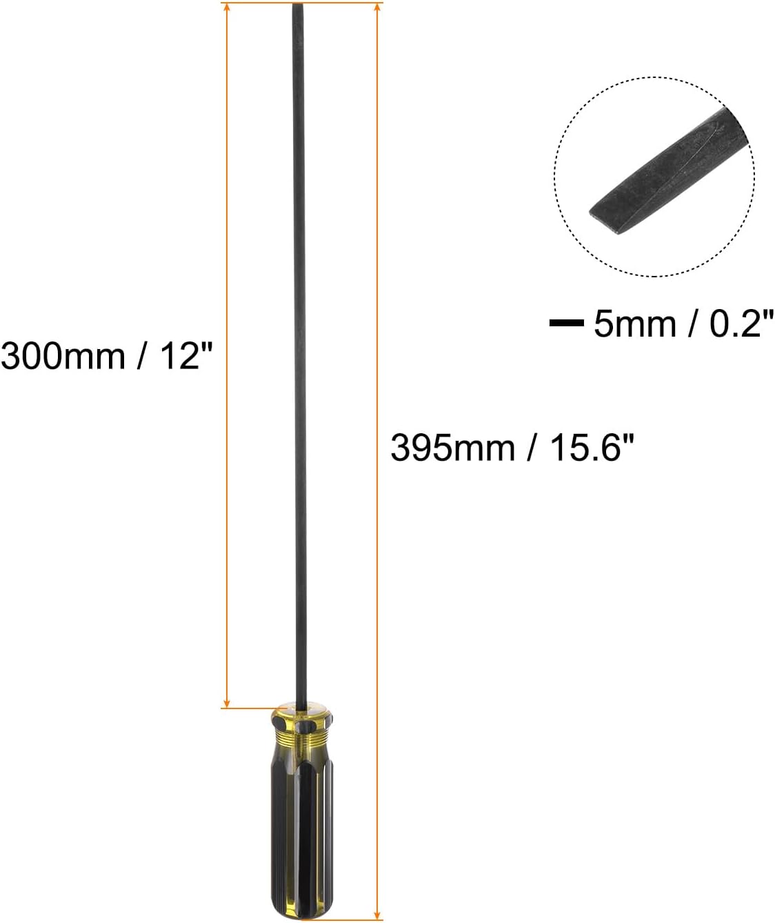 HARFINGTON Long Slotted Screwdriver 12" Shank CR-V Flat Head Magnetic Screwdrivers for Industry and Automobile Repair, Black