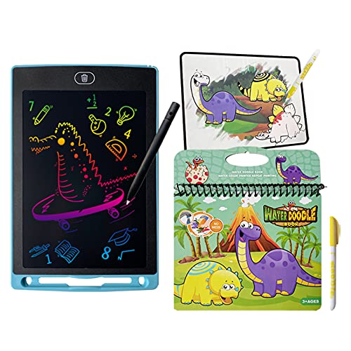 8.5 Inch LCD Writing Tablet Electronic Writing Board Handwriting Pad Ewriter Doodle Scribbler Board for Kids and Aqua Water Doodle Book Magic Water Coloring Painting Toy for Toddlers (Dinosaur)