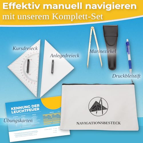 Bootszeug Kapitänsset - Ideal ausgestattet für den SBF mit dem Navigationsbesteck und Knoten Übungsset - Super Geschenk für Segler und Bootsfahrer