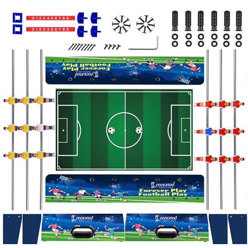 Image of Cockatoo Indoor Soccer Game for Boys & Girls, Foosball Big Table with 6 Rod Cap, 6 Handles and 18 Players, 2 Ball, 2 Scorer, 2 Goal Box, Wooden Size: 50 * 37 * 15.5cm-Green