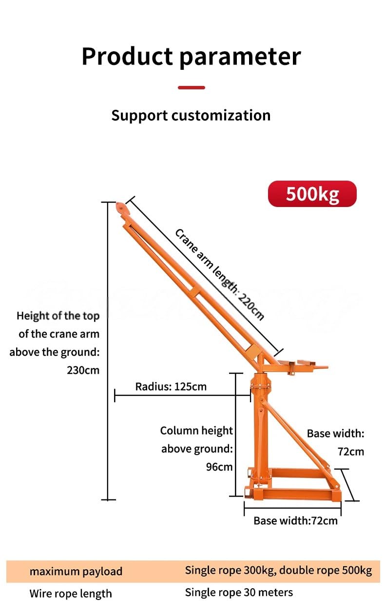 Żuraw mini o udźwigu 500 kg 360 stopni z wciągnikiem elektrycznym do budowy na zewnątrz(Shout winch)